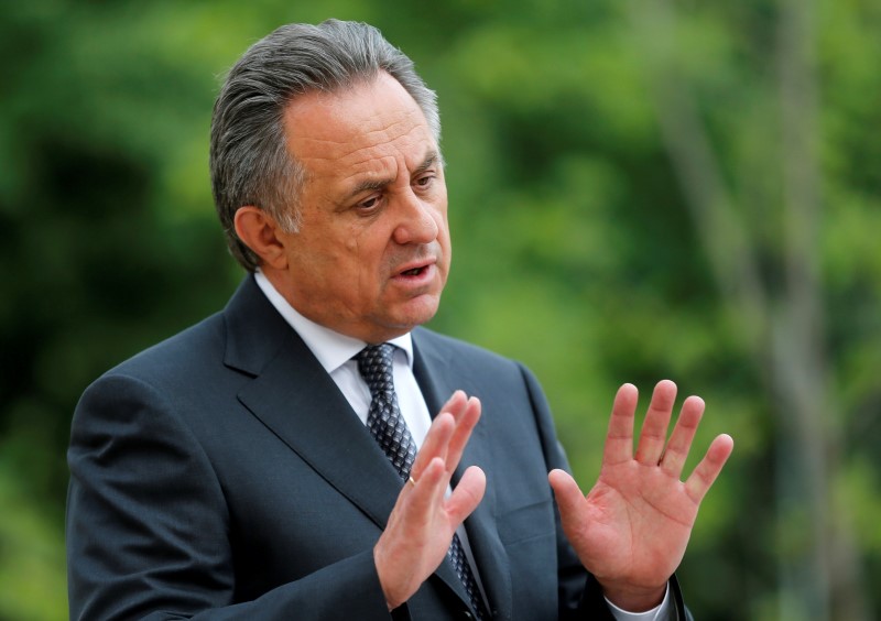 © Reuters. Russian Sports Minister Mutko speaks during interview with Reuters in Moscow