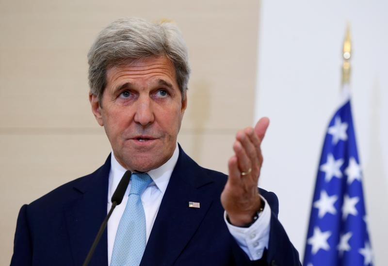 © Reuters. كيري: أمريكا ترحب بإعلان التهدئة في سوريا