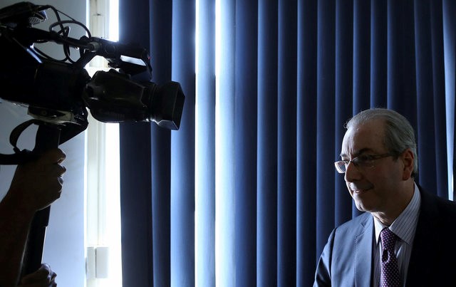 © Reuters. Cunha chega para entrevista em Brasília