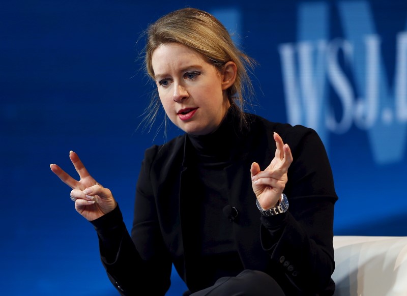 © Reuters. Holmes attends the WSJDLive conference in Laguna Beach