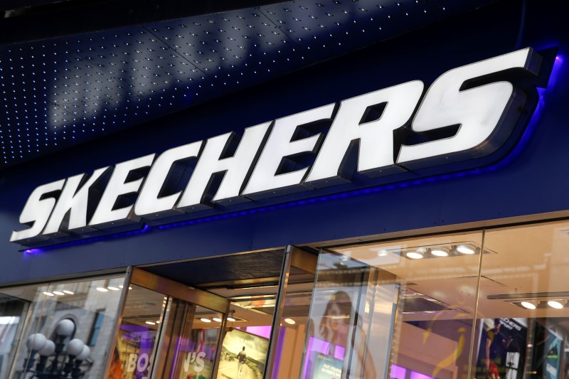 © Reuters. The outside of a Skechers shoe store is seen at Times Square in New York