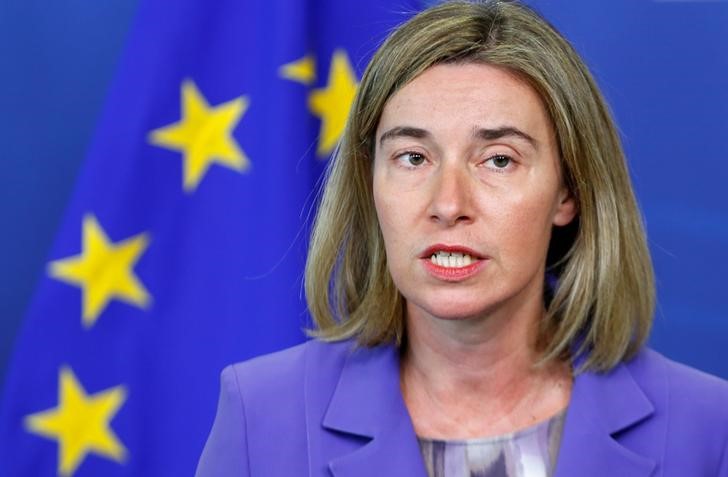 © Reuters. Chefe de política externa da UE, Federica Mogherini, durante encontro em Bruxelas