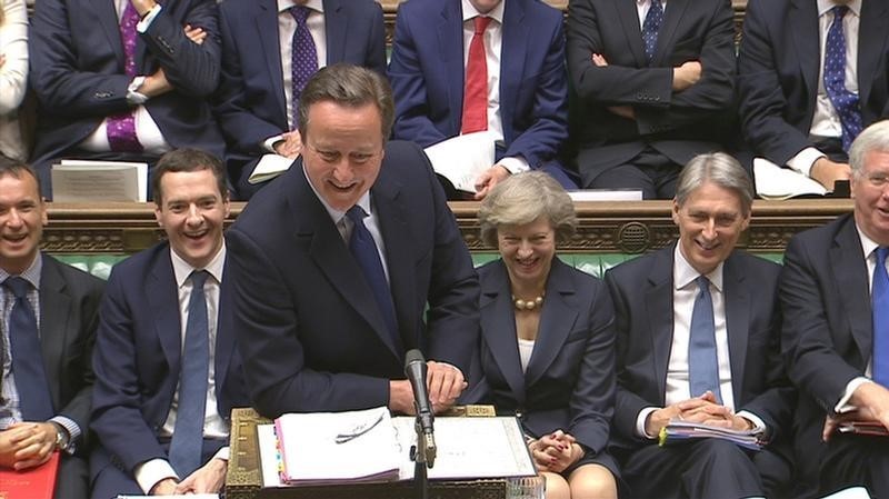 © Reuters. David Cameron, que deixa o cargo de primeiro-ministro britânico nesta quarta-feira, durante sessão no Parlamento britânico