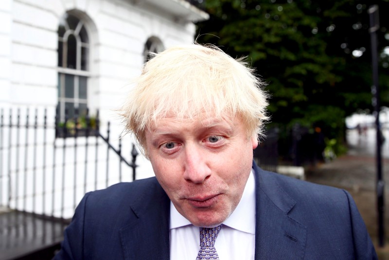 © Reuters. Vote Leave campaign leader, Boris Johnson, leaves his home in London