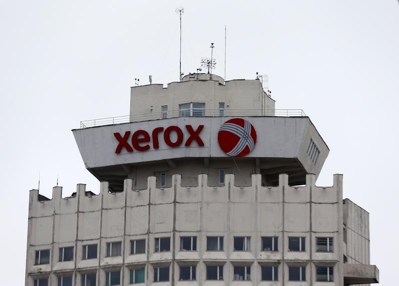 © Reuters. Logo of Xerox company is seen on building in Minsk