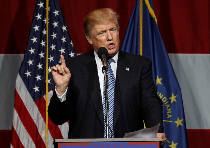 © Reuters. Provável candidato presidencial republicano, Donald Trump, durante evento em Indiana