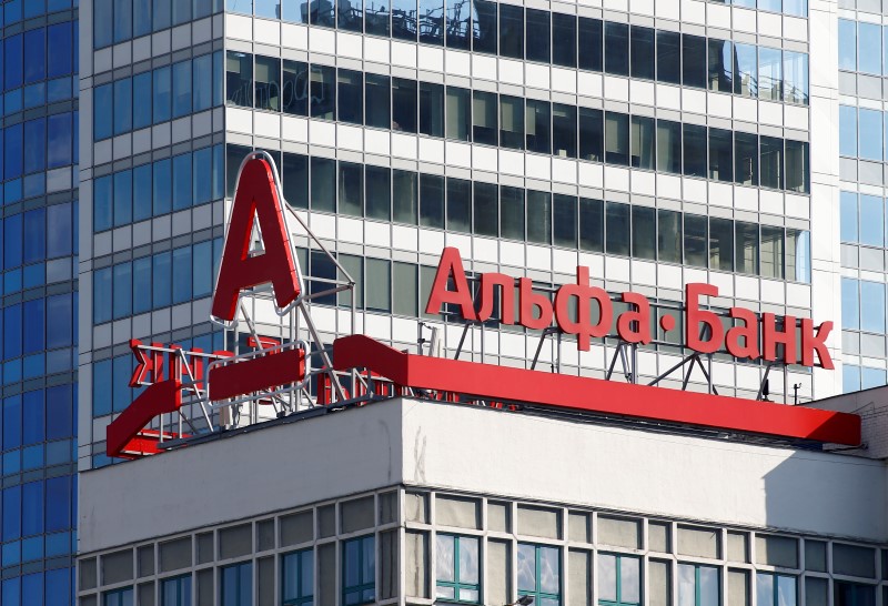 © Reuters. General view shows the logo on a building of Alfa bank in Minsk