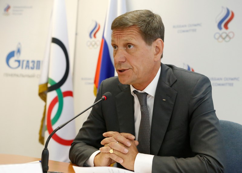 © Reuters. Russian Olympic Committee head Zhukov chairs meeting with members of executive board of Russian Olympic Committee in Moscow