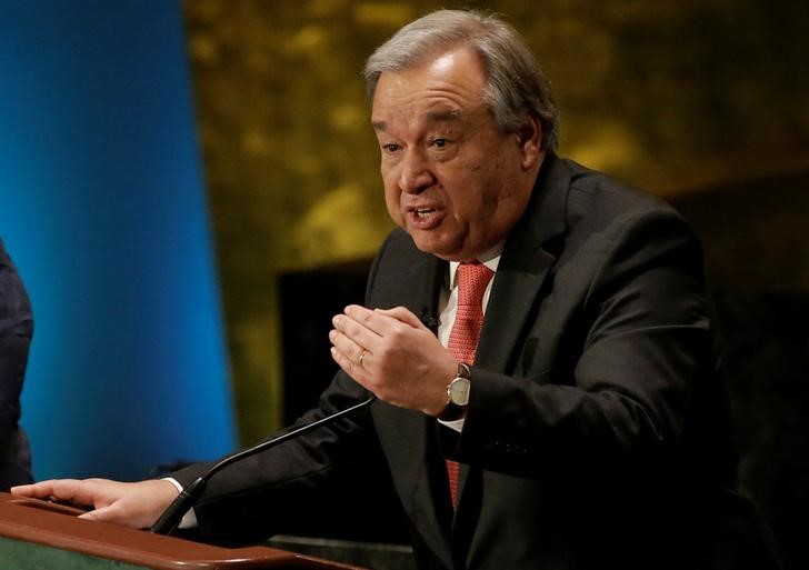 © Reuters. Antonio Guterres fala durante debate na ONU em Nova York