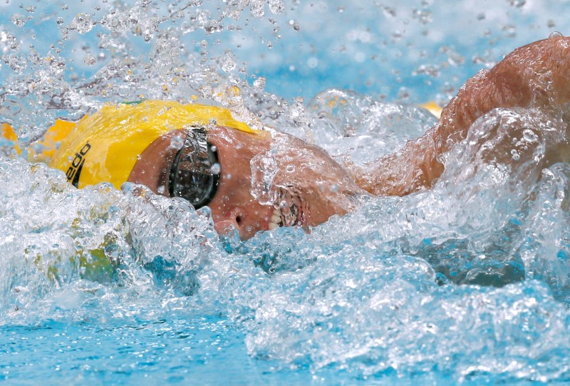 © Reuters. Australia's Mcevoy swims in men's 100m freestyle heat at Aquatics World Championships in Kazan