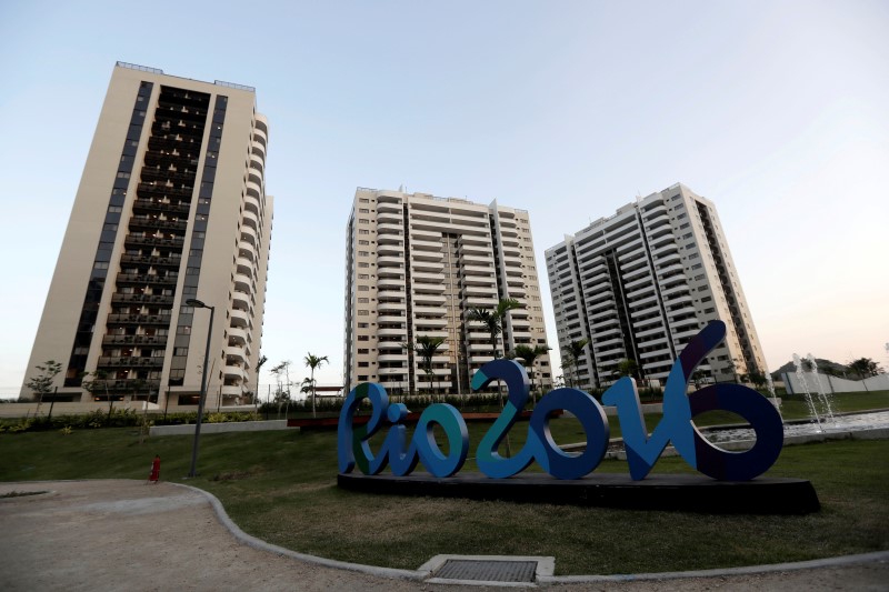 © Reuters. General view of athletes' accommodation can be seen during a guided tour for journalists to the 2016 Rio Olympics Village in Rio de Janeiro