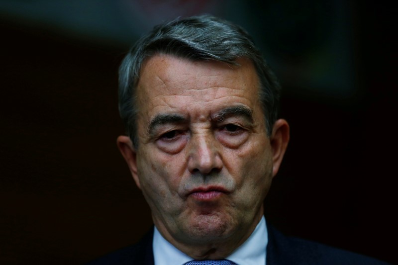 © Reuters. Niersbach, president of the German Football Association (DFB) makes a statement to the media at the DFB headquarters in Frankfurt