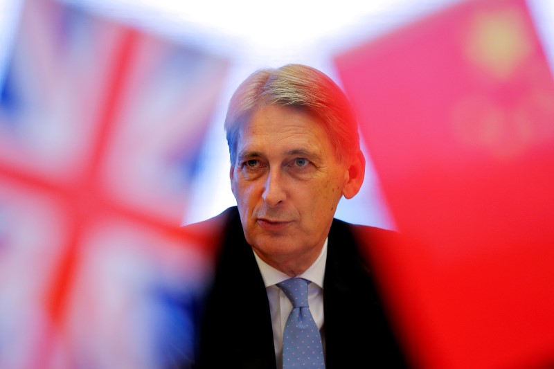 © Reuters. File photo of Philip Hammond attending a roundtable at the Bank of China head office building in Beijing
