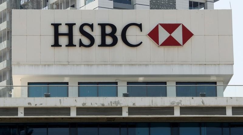 © Reuters. The HSBC logo is seen on a top roof of the main branch in Beirut