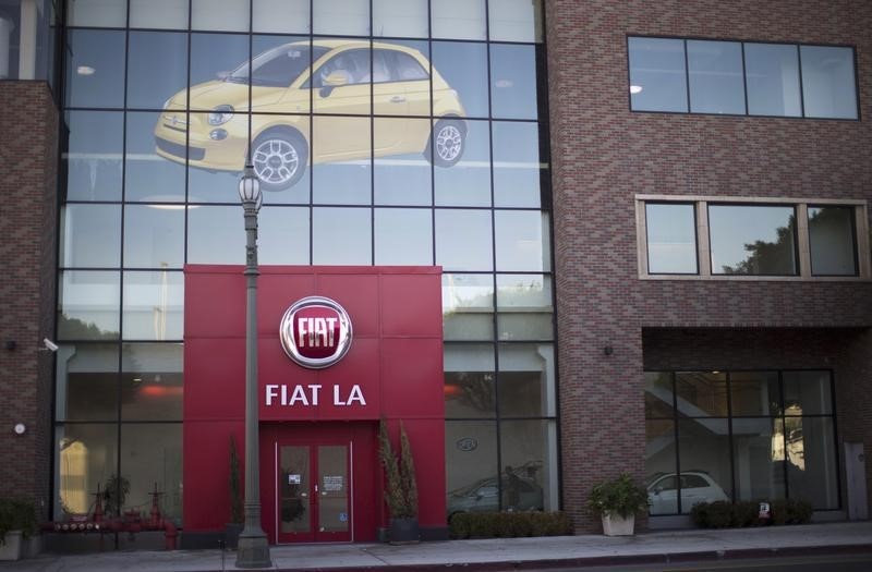 © Reuters. The entrance to a Fiat car dealership is pictured at Motor Village in Los Angeles, California