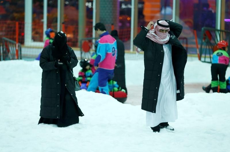 © Reuters. مدينة الثلج في السعودية تختبر قدرة المملكة على المرح واللهو