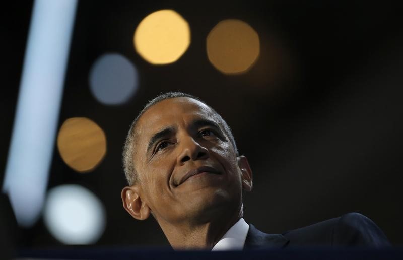 © Reuters. U.S. President Barack Obama speaks on the third night of the 2016 Democratic National Convention in Philadelphia,Pennsylvania