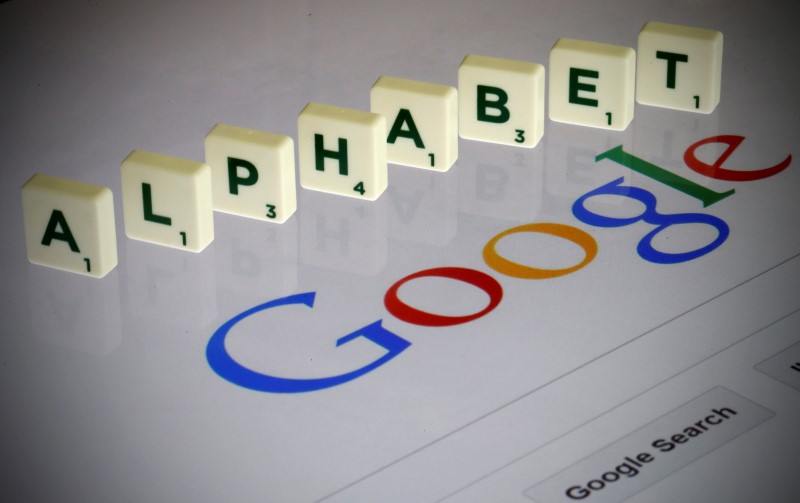 © Reuters. Letters spell the word "Alphabet" as they are seen on a computer screen with a Google search page in this photo illustration taken in Paris
