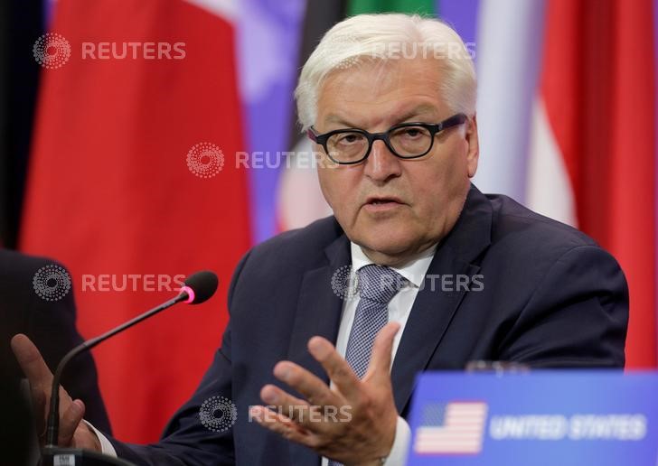 © Reuters. O ministro do Exterior da Alemanha, Frank Walter Steinmeir, fala durante conferência em Washington, nos Estados Unidos