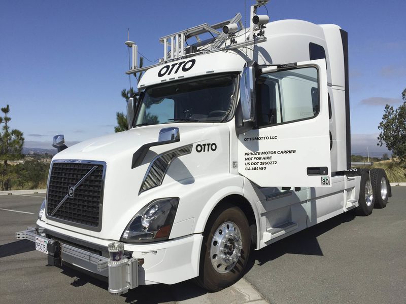 © Reuters. An Autonomous trucking start-up Otto vehicle during an announcing event in Concord