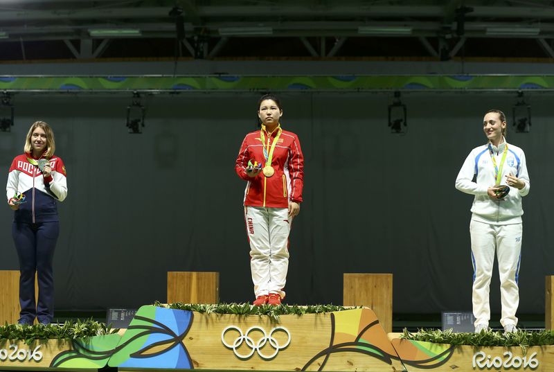 © Reuters. 2016 Rio Olympics - Shooting - Victory Ceremony - Women's 10m Air Pistol Victory Ceremony