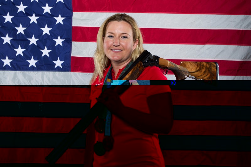 © Reuters. Shooting athlete Kim Rhode poses for a portrait in Dallas