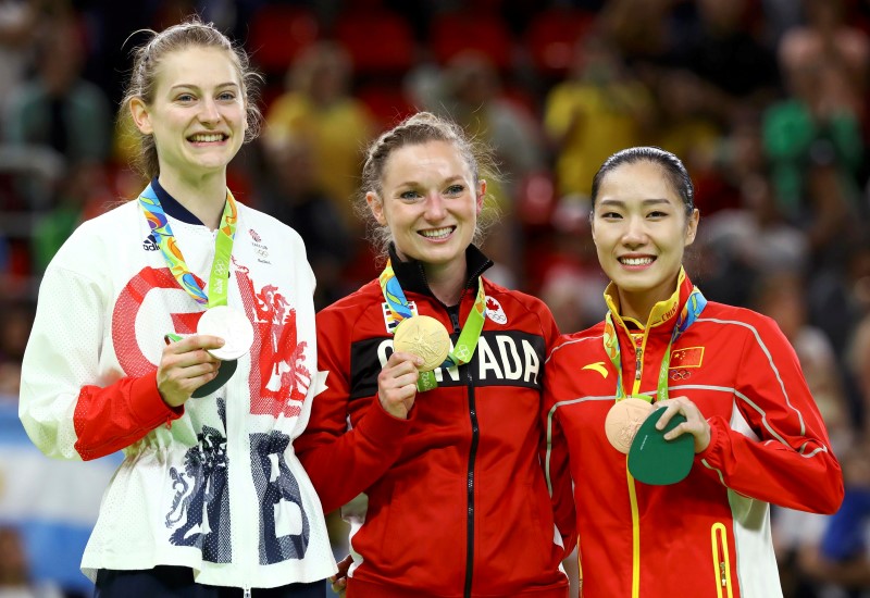 © Reuters. 2016 Rio Olympics - Trampoline Gymnastics - Women's Victory Ceremony