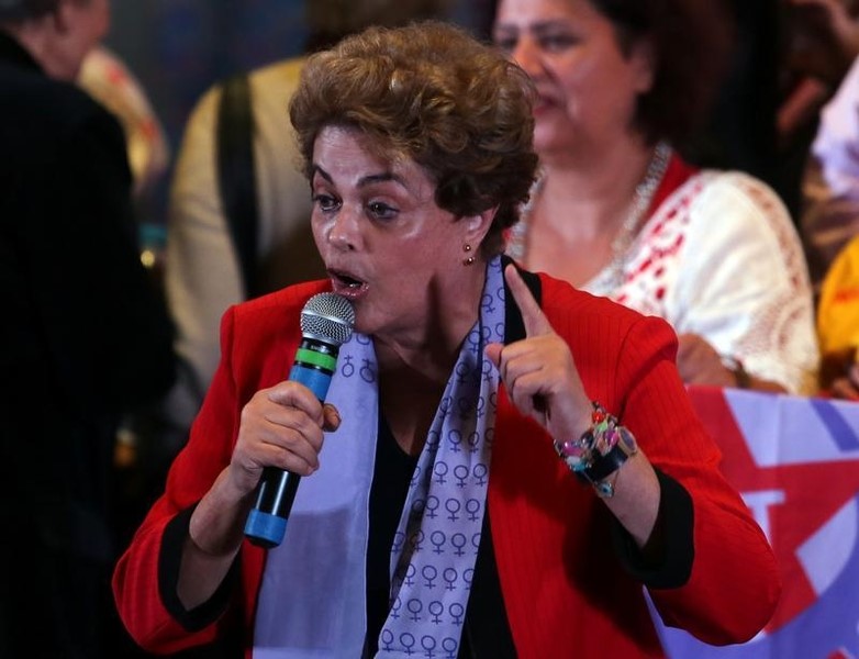 © Reuters. Presidente afastada Dilma Rousseff participa de reunião com mulheres ativistas em São Paulo