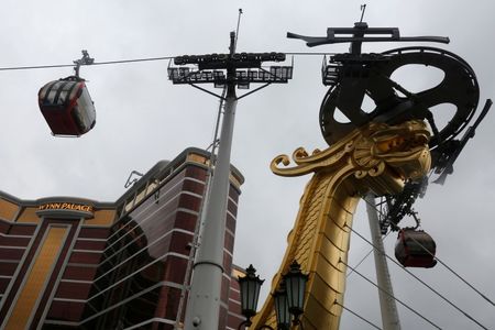 © Reuters. A cable car network is seen outside Wynn Palace before its opening in Macau