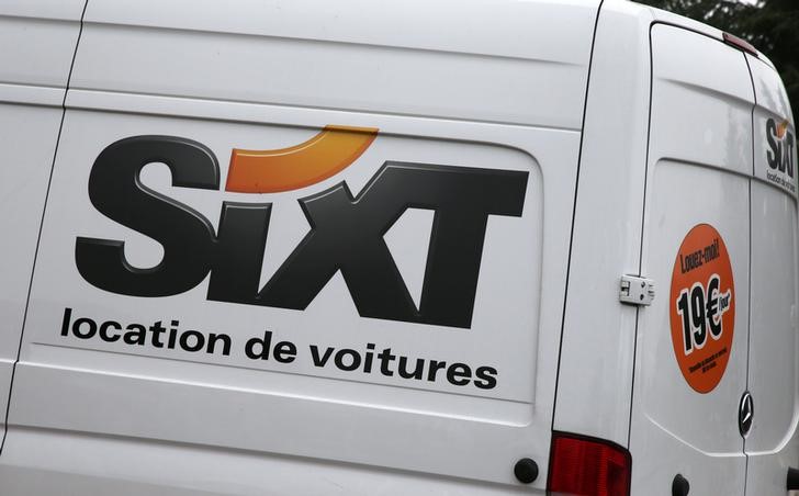 © Reuters. The logo of Sixt rent car compagny is seen in Vironvay