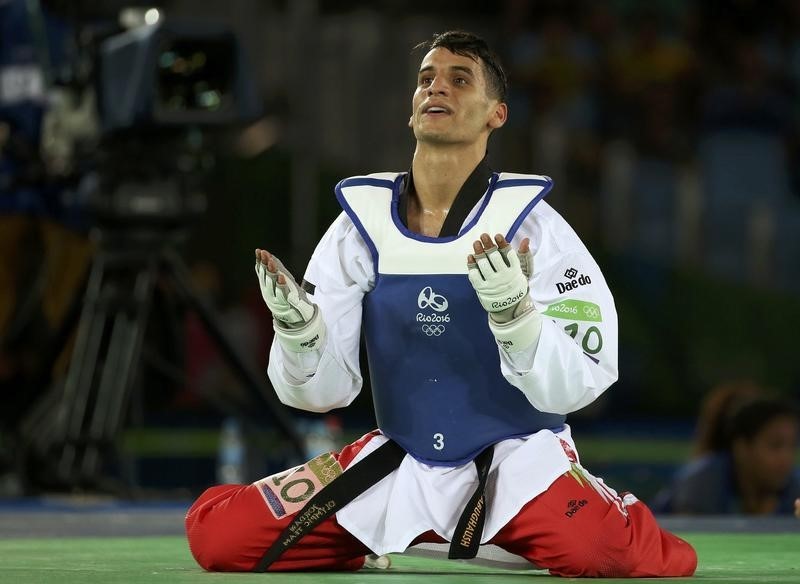 © Reuters. أبو غوش متسابق التايكوندو يمنح الأردن أول ميدالية أولمبية في تاريخه