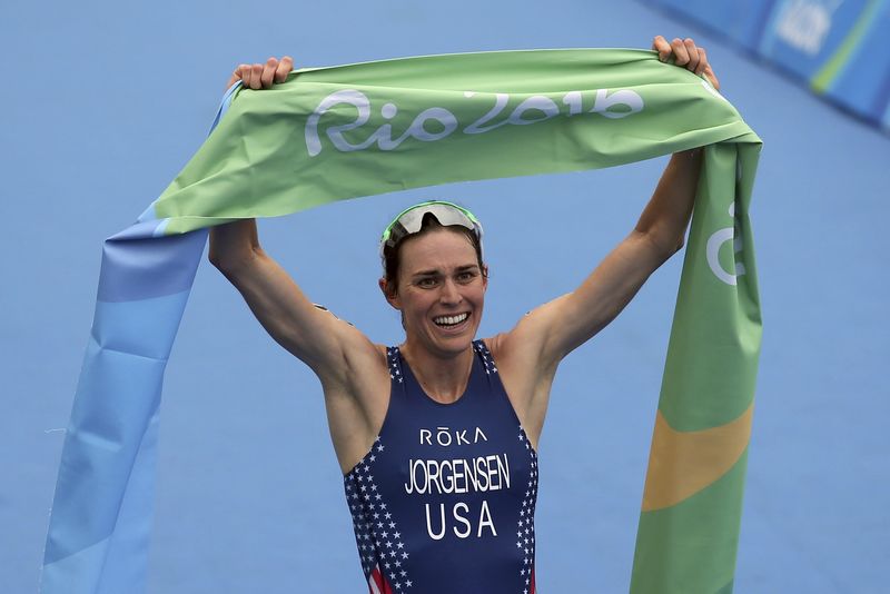 © Reuters. الأمريكية يورجنسن تفوز بذهبية منافسات الثلاثي في ريو