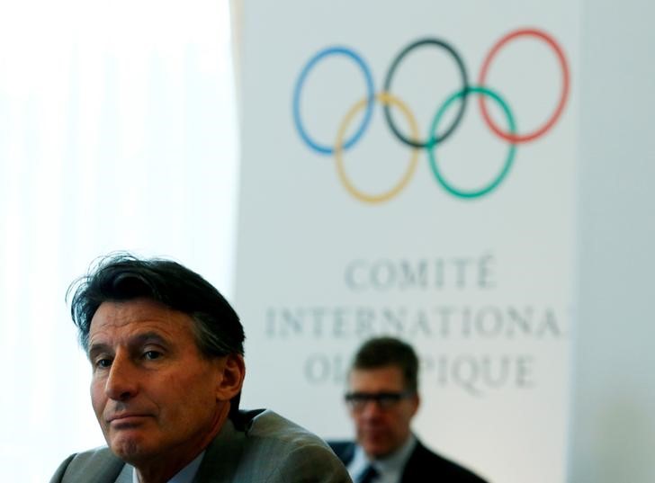 © Reuters. IAAF President Coe attends the Olympic Summit in Lausanne