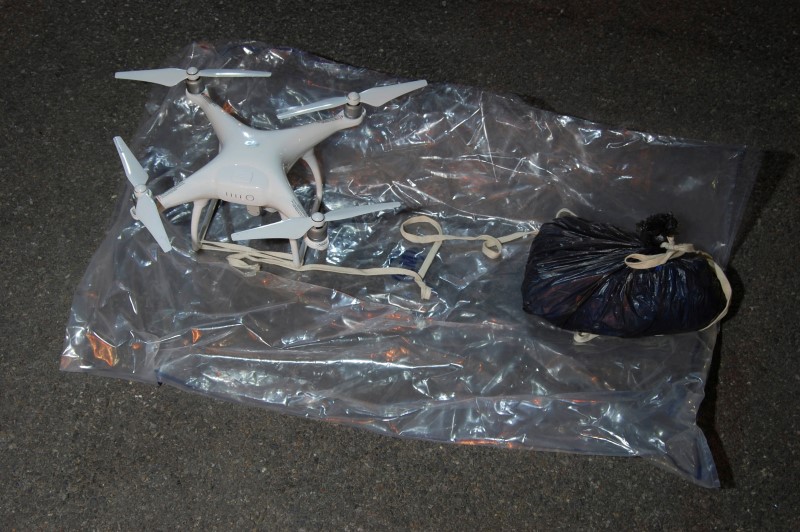 © Reuters. A drone intercepted by police as it was being flown near a north London prison is seen in this handout photograph released on August 22, 2016, in London