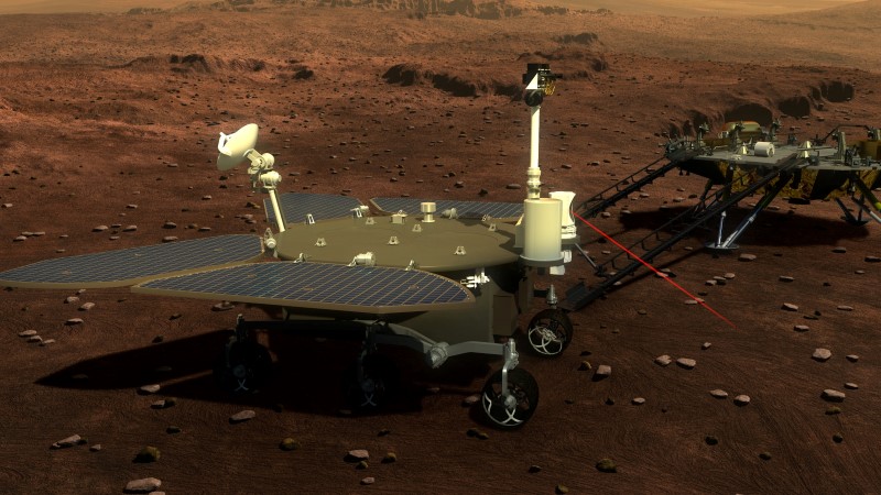 © Reuters. Concept portrayal of China's Mars rover and lander