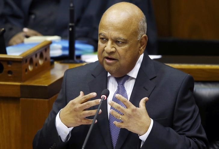 © Reuters. Gordhan delivers his 2016 Budget speech to parliament in Cape Town
