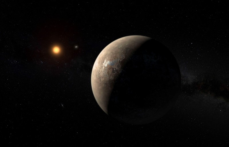 © Reuters. The planet Proxima b orbiting the red dwarf star Proxima Centauri, the closest star to our Solar System, is seen in an undated artist's impression