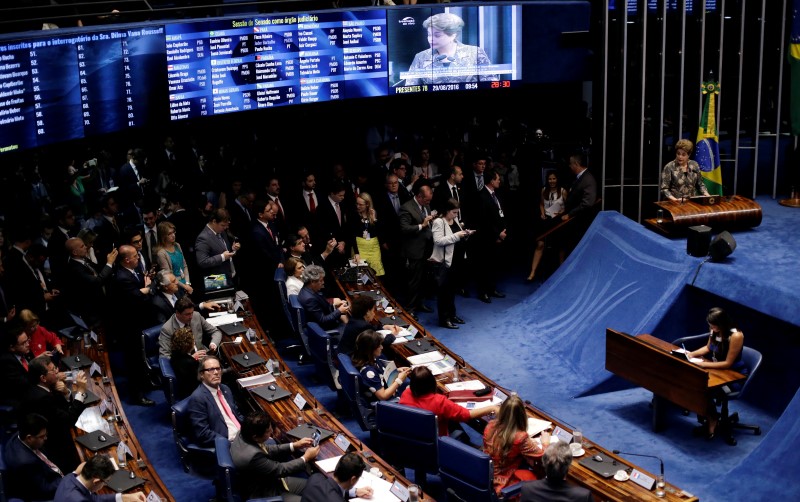 © Reuters. Sessão de julgamento do impeachment de Dilma no Senado