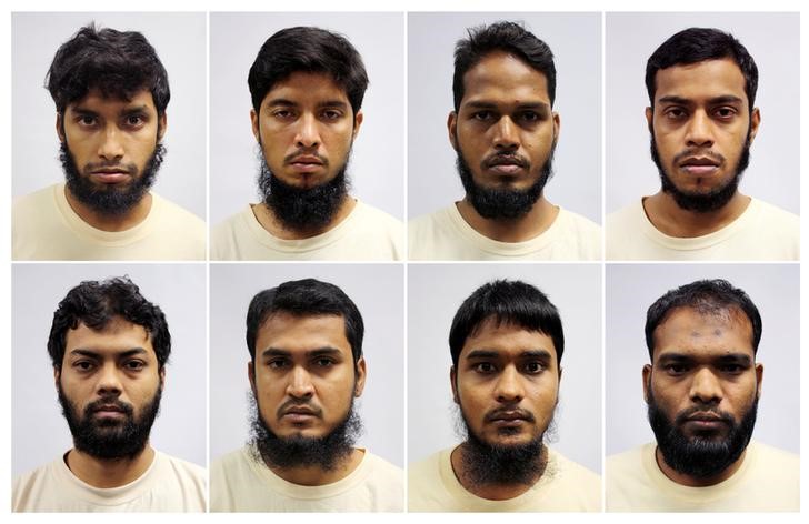 © Reuters. Handout photo of radicalised Bangladeshi workers detained under ISA in Singapore