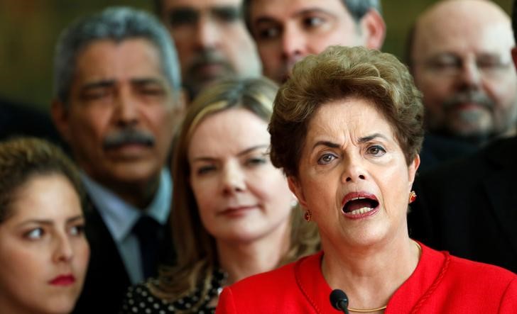 © Reuters. Dilma Rousseff faz discurso após impeachment