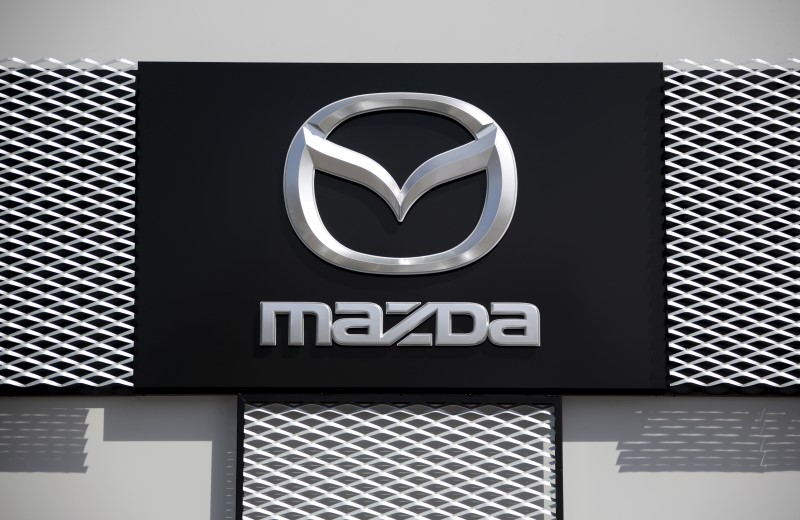 © Reuters. A Mazda company logo is seen outside an automobile dealership inNice