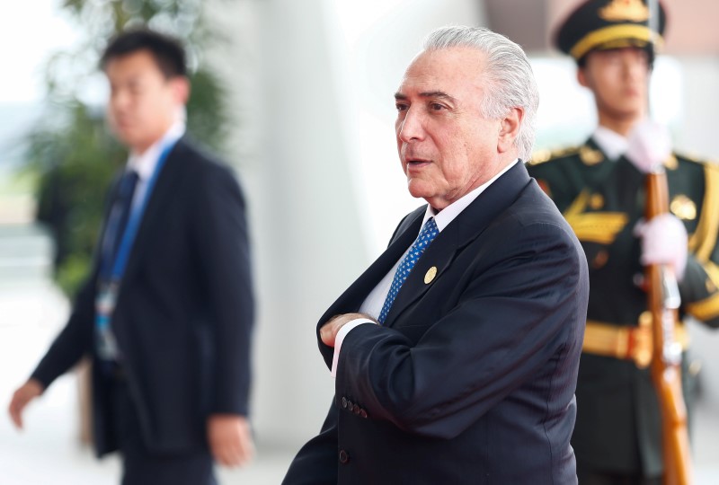 © Reuters. Presidente Michel Temer durante evento na China