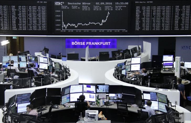 © Reuters. الأسهم الأوروبية تغلق مرتفعة قرب أعلى مستوى في 8 أشهر