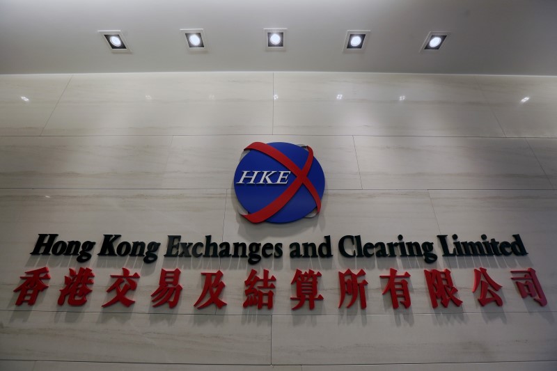 © Reuters. The company logo of Hong Kong Exchanges and Clearing Limited is displayed at its office in Hong Kong
