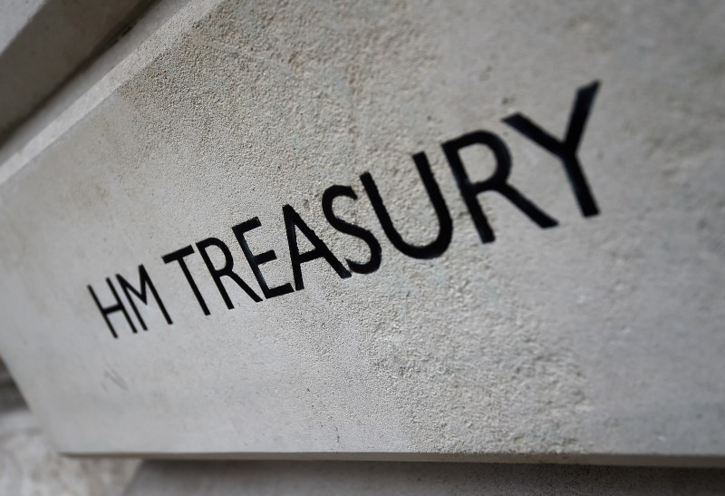 © Reuters. The HM Treasury name is seen painted on the outside of Britain's Treasury building in central London