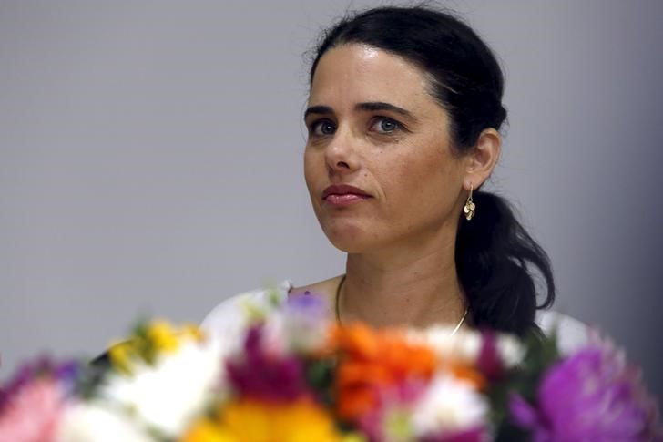 © Reuters. Ministra da Justiça de Israel, Ayelet Shaked, participa de cerimônia no Ministério da Justiça em Jerusalém, Israel