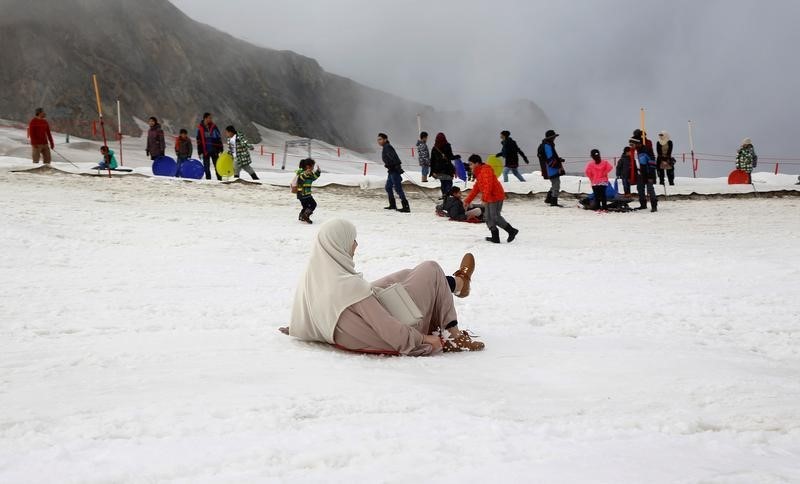 © Reuters. تحقيق-السائحون العرب يقصدون جبال الألب رغم مخاوف من حظر النقاب