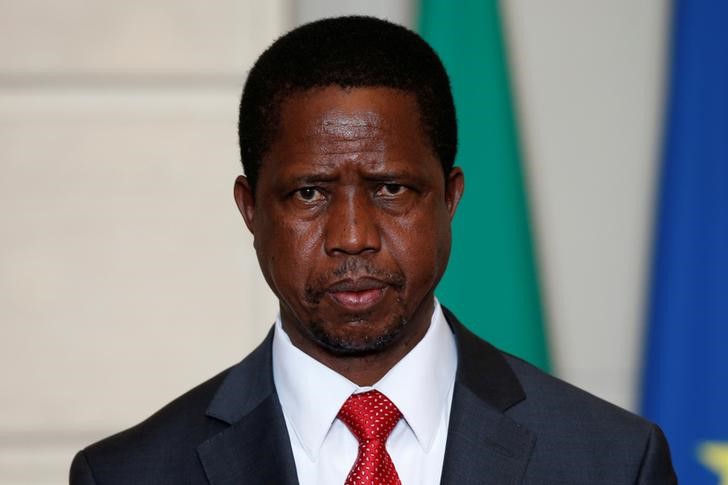 © Reuters. Zambia's President Edgar Lungu attends a signing ceremony at the Elysee Palace in Paris