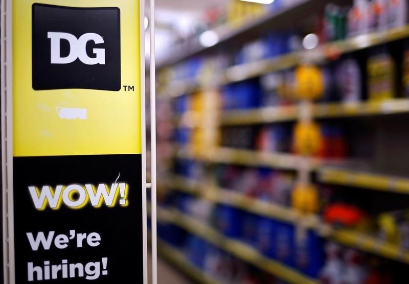 © Reuters. A sign is seen inside a Dollar General store in Chicago