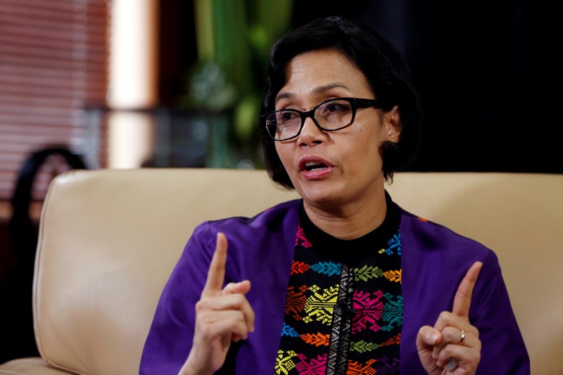 © Reuters. Indonesian Finance Minister Sri Mulyani Indrawati gestures during interview with Reuters at Finance Ministry office in Jakarta